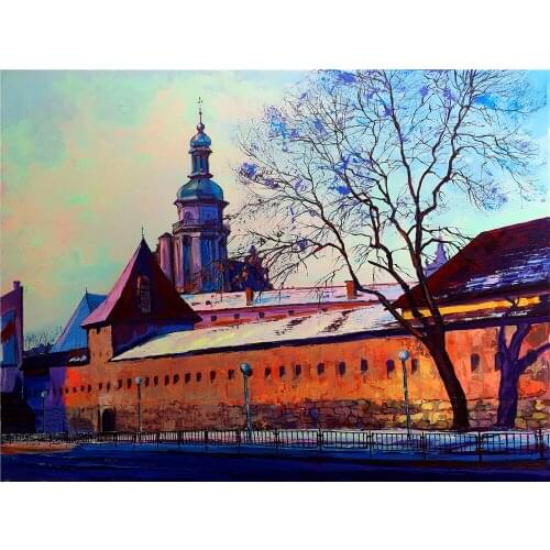 Landscape Lviv Printed Water-Soluble Canvas 11CT Cross-Stitch Patterns DIY Embroidery DMC Threads Hobby Knitting Craft Magic