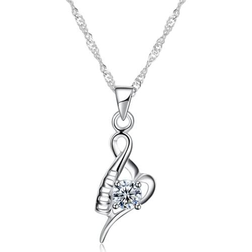 ZEMIOR 925 Sterling Silver Irregular Heart Pendant Necklaces Women Classic Cubic Zirconia Necklace New Arrival Fine Jewelry