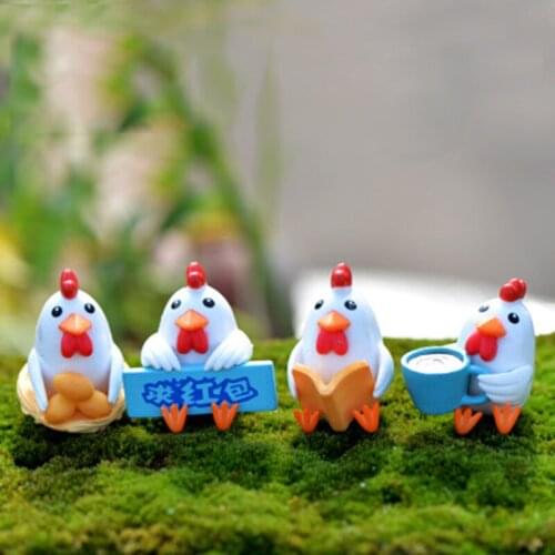 ZOCDOU 1 Piece Cartoon Read Study Chicken Chook Hen Effort Animal Doll Toy Model Statue Figurine Ornament Miniatures Decor Gift