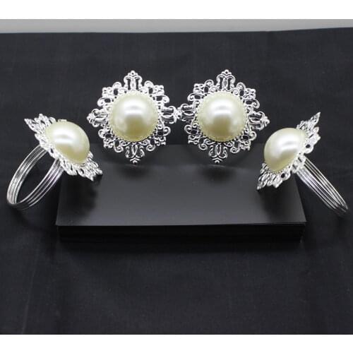 10 / PCS hot selling silver drawing pearl napkin ring hotel supplies restaurant high grade table napkin ring iron cloth ring