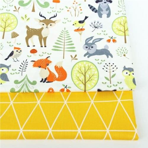 Fox Deer Printed 100% Cotton Fabric For Making Dresses Cushions Blanket Sewing Baby Child Bed Sheet Textile