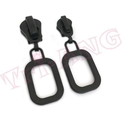 20pcs/lot, Trendy Black 5# Zinc Alloy Zipper Sliders with Round Edge Rectangle Pulls