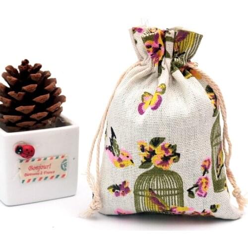 50pcs/lot 10x14cm Wholesale Cute Drawstring Packaging Cotton Bags for Woman Shopping Christmas Candy Gifts Jewelry Storage