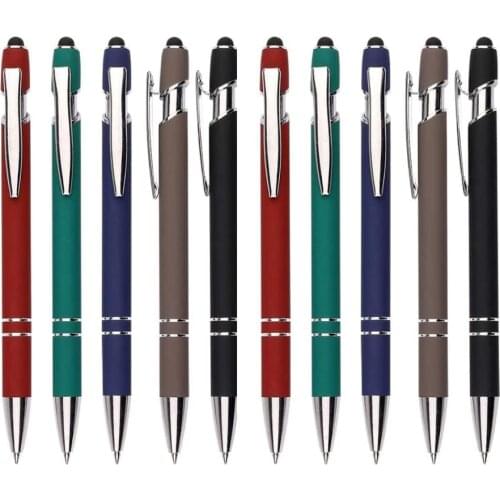 50pcs/lot 19 Colors 2 in 1 Capacitive Drawing Stylus Pen Ballpoint Pens for iPad iPhone Tablet Smartphone black ink