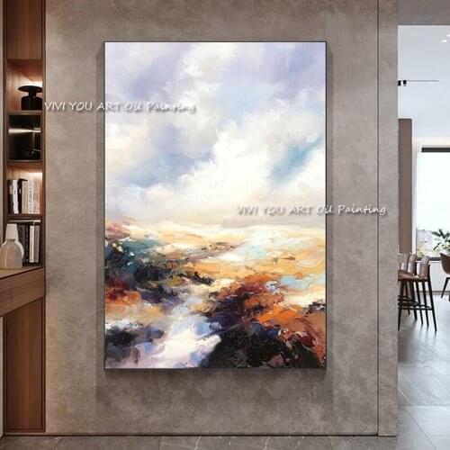 Large 100% Hand-painted High Quality Abstract sky ocean Abstract Oil Painting on Canvas for Living Room hotel bar decora