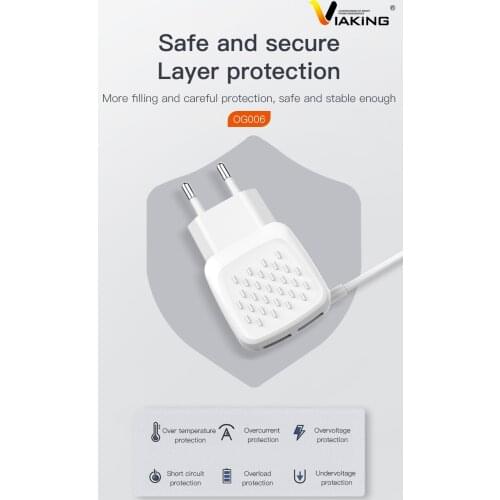 Dual USB output Quick Charger with a charging Cable (choose one of three, matching Android, Apple, TYPE-C three interfaces)