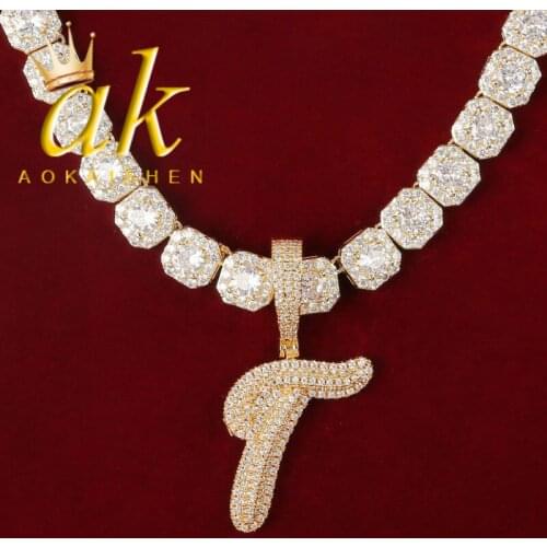 Solid Initial Letter Pendant Signature Letter Hip Hop Necklace Street Jewelry