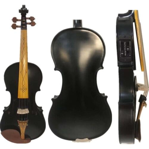 Black Electric Acoustic Violin 4/4 Maple Spruce handmade Advance sound
