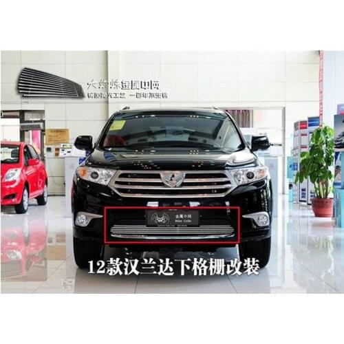 For toyota highlander 2012-2014 High quality stainless steel Front Grille Around Trim Racing Grills Trim,(Widened grille)