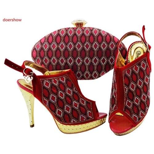 Doershow African fuchsia Shoes And Bag To Match High Quality Italian Shoes and Bag Set Nigerian Party Shoe and Bag Set!SWD1-11