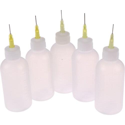 1pc New 50ml Transparent Plastic Needle Bottles Glue Dispenser Clear Liquid Dropper Bottle For Rosin Solder Flux Paste Bottle