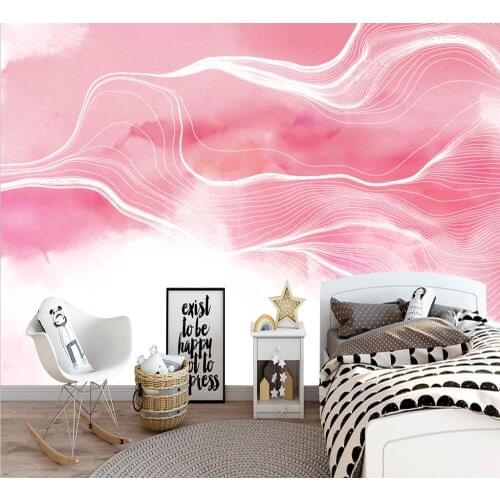 Customize any size wallpaper pink clouds abstract lines children bedroom background wall decoration painting wallpaper