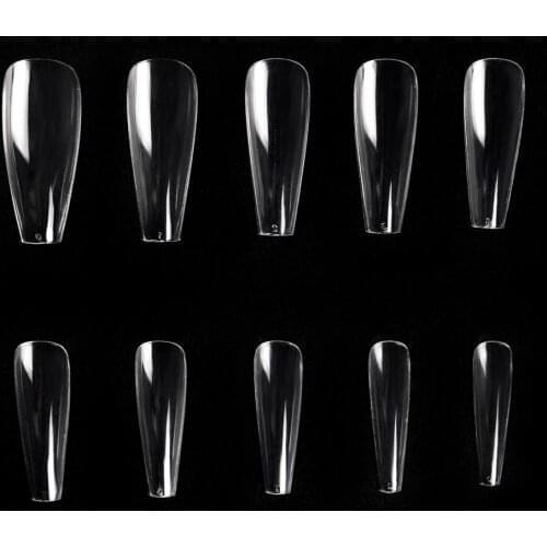 KADS 500 pcs No Crease Long Trapezoid False Nail Tips Fake Artificial False Full Cover Acrylic Tips Clear White Gel Manicure