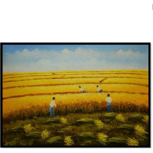 Hand painted Canvas Paintings Golden Paddy Landscape Wall Art Picture for Living room Modern Oil Paintings