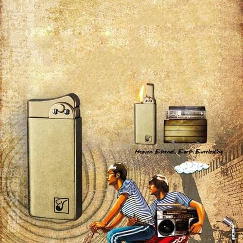 Retro Pure Copper Grinding Wheel Kerosene Lighter Brass Vintage Nostalgic Cotton Oil Lighter Mens External Tool