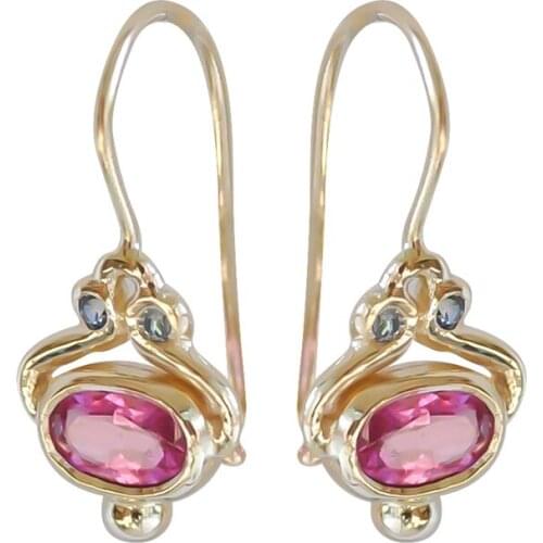 European Style Classic Clear Cubic Zircon Sliver Drop Earrings Red Round Stone Crystal Earrings For Women Circle Ear Hook