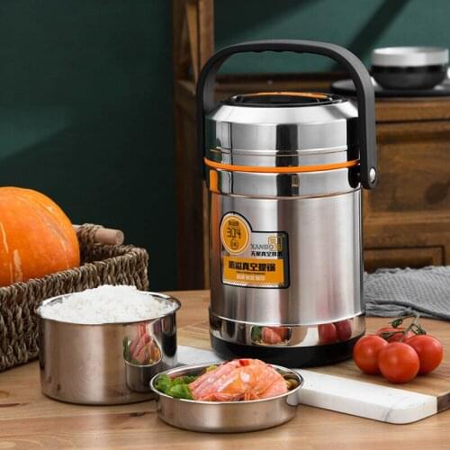 1.5L/2L/2.5L Large Capacity 304 Stainless Steel Vacuum Insulated Lunch Box Multi Layer Adult Students Bento Box Food Container