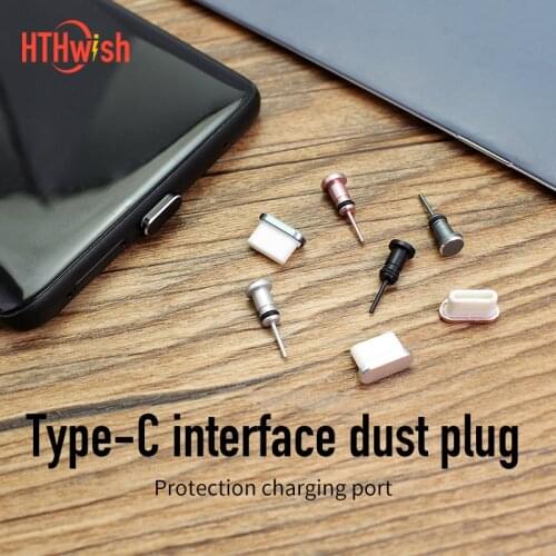 Metal USB Type-C Charging Port Dust Plug 3.5mm Earphone Port Dust Plug Dustproof Cover Cap Jack Charger Plug Anti-dust plug