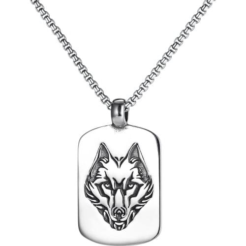 Fashion Stainless Steel Tag Wolf Pendant Mens Necklace Punk Streetwear Neck Chain Hip Hop Jewelry Egirl Accessories Wholesale