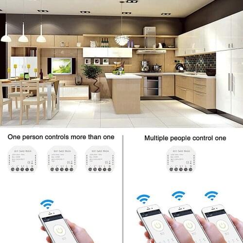 Switch Module WiFi Smart Relay Switch Home Light 1-gang 2-way 2.4GHz Wireless Remote Control Modul for Tuya Smart/Smart Life
