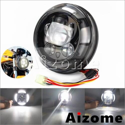Motorcycle LED Head Lamp Headlamp 12v 100w Halo DRL High Low Beam Cafe Racer Headlight Assembly For Scrambler 2016 2017 2018