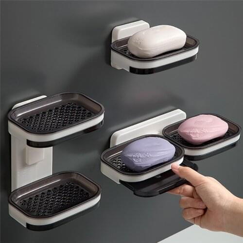 Bathroom Kitchen Wall Mounted Drain Soap Holder Soap Dishes Sponge Soap Drain Box Toliet Washbasin Hand Soap Organizer Holder