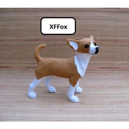 New real life yellow dog model plastic&furs chihuahua dog doll gift about 22x9x21cm xf1526