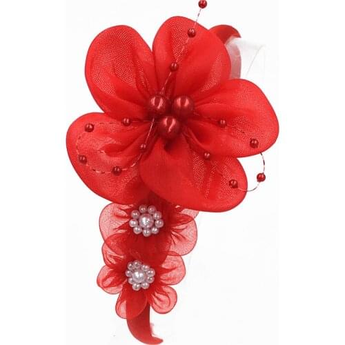 Fashion girl Head hoop Pearl big chiffon Flower Head band chiffon Pearl flower Hairbands Head hoop hair Accessories