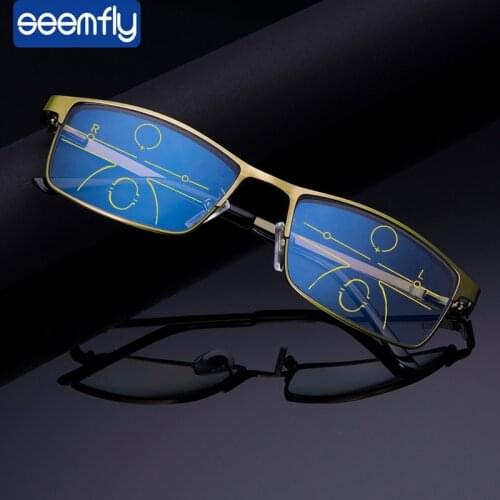 Seemfly Multi-focus Reading Glasses Men Women Anti Blue Light HD Multifunction Glasses With Hyperoia Presbyopia Eyewear +1 1.5