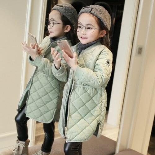 Girls Cotton-Padded Clothes Outerwear 2019 Autumn And Winter Mid-Length Childrens Wadded Jacket Korean Kids Coat Overcoat B296