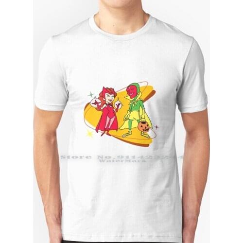 Wandavision 50s Inspired Comic T Shirt 100% Pure Cotton Wanda Scarlett Witch Mcu Wandavision Agatha Jimmy Woo Monica Creative