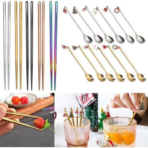 1 Pair Stainless Steel Chopsticks Metal Chop Sticks Tableware Silver Gold Multicolor Wedding Party Festival Supplies