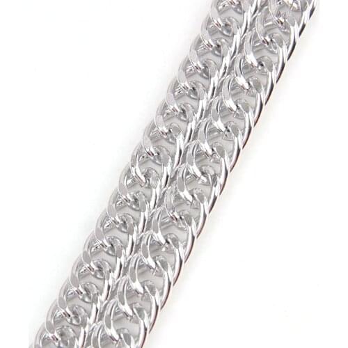 Dense Aluminum Metal Silver Curb Chains Bulk Fit Bracelets Findings Double Open Link Chain For DIY Jewelry Making 2x10.4x14m