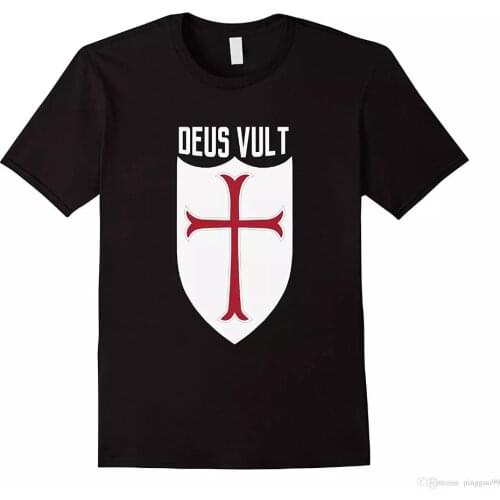On Sale New Fashion Summer Print T-Shirt Men Deus Vult God Wills It Crusade Meme T-Shirt Custom Made T-Shirts