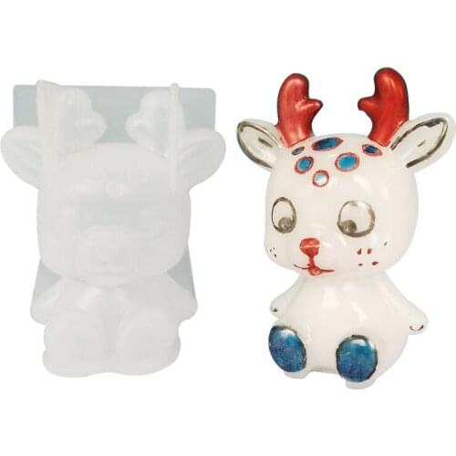 Christmas Deer Epoxy Resin Fondant Silicone Mold for DIY Plaster Ornaments Fondant Chocolate Candy Mould Kitchenware Baking Tool