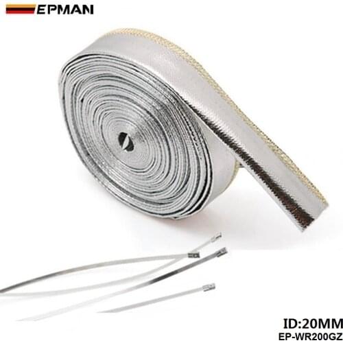 Aluminized Metallic Heat Shield Sleeve Insulated Wire Hose Cover Wrap 20mm*10 meter For Seat 2001-2006 EP-WR200GZ