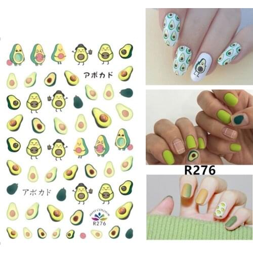 Self-adhesive 3D Stickers for Nails Cute Avocado Fruit Nail Art Decorations Small Size Fashion Stickers Women Girl Nail Foils