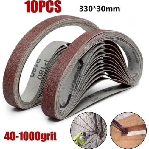 10Pcs/Set 330*30mm Sanding Belts 100-240 Grits Sandpaper Abrasive Bands For Belt Sander Abrasive Tool Wood Soft Metal Polishing