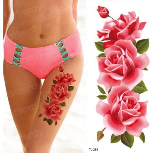 Tattoo sticker woman tatouage rose water tattoo stickers bikini girls tatoo fake water transfer tattoo and body art leg thigh
