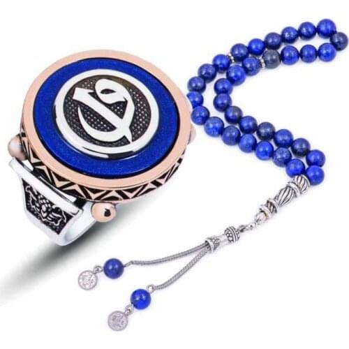 Tevuli 925 Sterling Silver Blue Ebony Aleph Vav Male Ring