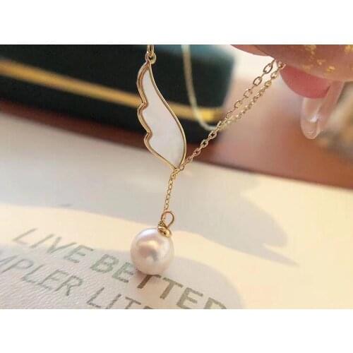 Angel Wing 925 Sterling Silver Necklace Findings Jewelry Base Settings Mountings Parts for Akoya Edison Pearls, Coral, Jade