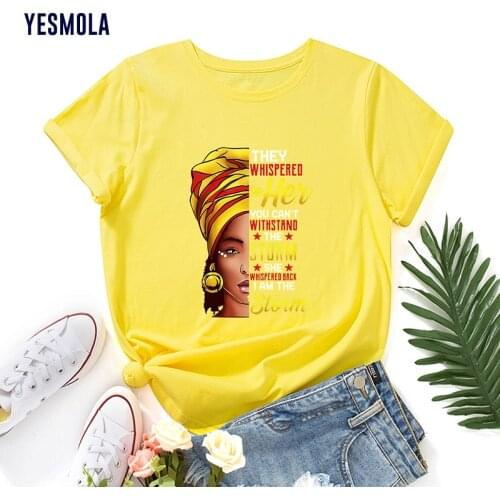 YESMOLA They Whispereo T Shirt African Black Girl Female T-shirt Beautiful Africa Girl Tee Shirt Femme Cotton Tops Tshirt