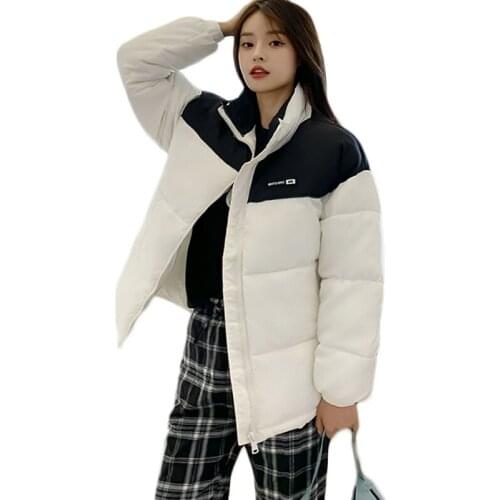 Parkas Mujer 2021 Winter Women Harajuku Cotton Jacket Warm Hooded Parkas White Coat Ladies Jacket Female Padded Parka Outwear