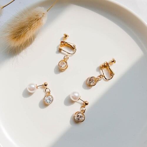 JIOFREE New Fashion Charm Shiny Rhinestone Zircon Clip On Earrings without Piercing Korean Style Jewelry For Women