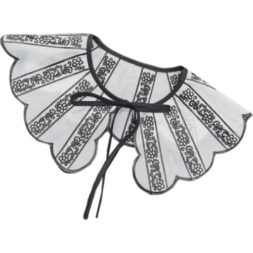 Womens Detachable Fake Collar Embroidery DIY Neckband Organza Clothing Accessories for Dress Skirt 066F