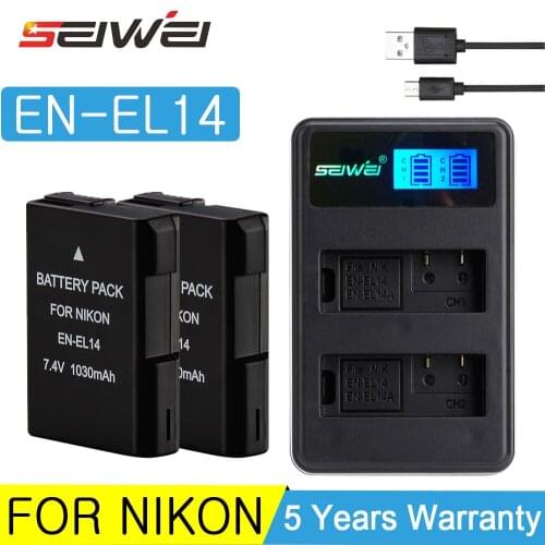 1030mAh EN-EL14 EN EL14 Battery for Nikon Digital Camera Battery + LCD USB Charger for Nikon D5200 D3100 D3200 D5100 P7000 P7100