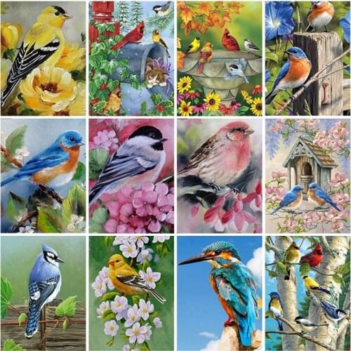 Bird Flower DIY 5D Diamond Painting Cross Stitch Kits Full Round Resin Diamond Mosaic Animal Diamond Embroidery Home Decor