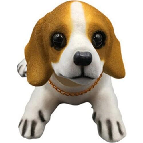 Car Ornament Shaking Head Beagle Dog Car Styling Nodding Dog Plush Puppy Doll Car Dashboard Resin Bobblehead Dog Car Accessories