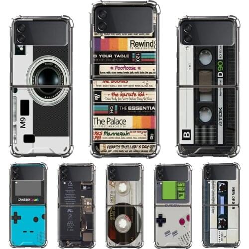 Airbag Case for Samsung Galaxy Z Flip3 5G Foldable Soft Coques Z Flip 3 Painted Fold Phone Cover Shell Retro Vintage Camera