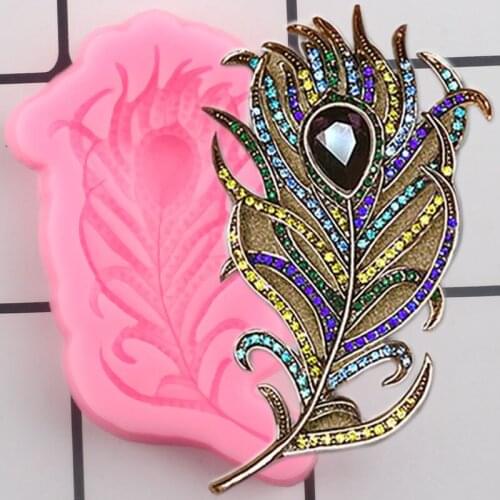 Gem Feather Cupcake Topper Fondant Mold Cake Border Silicone Cake Decorating Tools DIY Party Candy Polymer Clay Chocolate Molds